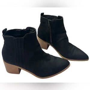 Sun & Stone Women’s Suede Ankle Chunky Heel Booties size 7M Black